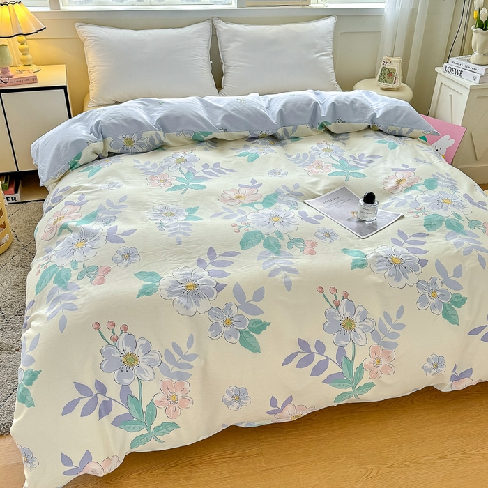 91家纺网 家纺一手货源 找家纺 红粉佳人家纺 2025春夏新款A类全棉纯棉12868纯棉单被套 花漾星辰