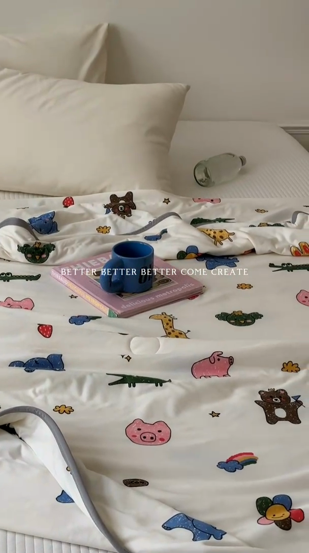 91家纺网 家纺一手货源 找家纺 觅糖家纺 2025新款软糯针织云柔大豆夏被 动物乐园