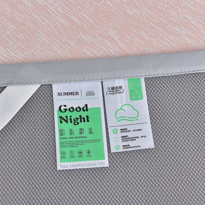 91家纺网 家纺一手货源 找家纺 芯诗曼家纺 2025新款三明治凉感丝提花冰丝席凉席 莫兰-粉床席款