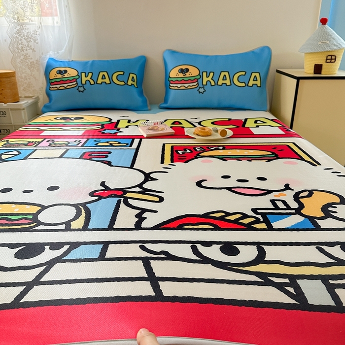 91家纺网 家纺一手货源 找家纺 美乐迪家纺 2025新款碳光凉感冰丝席 汉堡伙伴