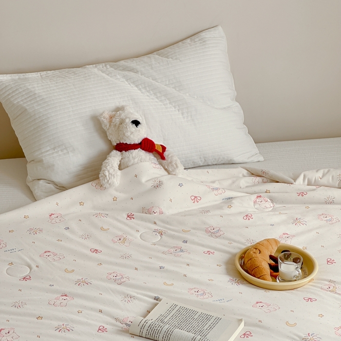 91家纺网 家纺一手货源 找家纺 觅糖家纺 2025新款软糯针织云柔大豆夏被 奶油小狗