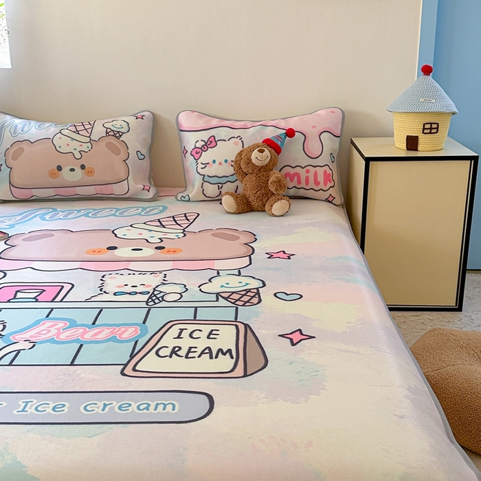 91家纺网 家纺一手货源 找家纺 美乐迪家纺 2025新款碳光凉感冰丝席 冰淇淋小站