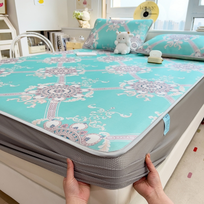 91家纺网 家纺一手货源 找家纺 （总）斯尔顿 2025新款炭光冰丝凉席-床笠款