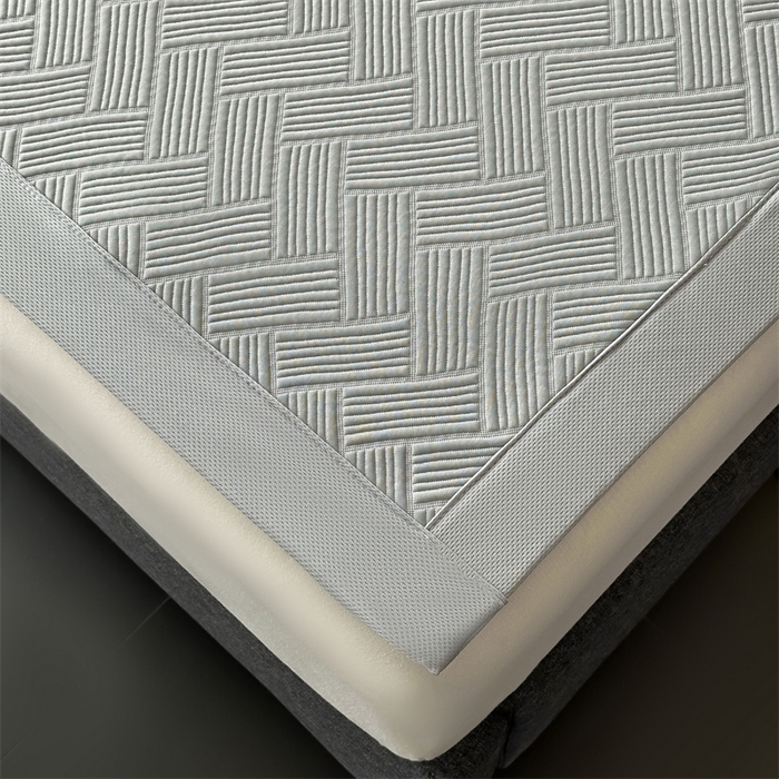 91家纺网 家纺一手货源 找家纺 雯豆家纺 2025夏季新款PE中分子凉感凉席三件套冰丝凉感席子纯色素色成人平铺绑带款 简尚-月影灰