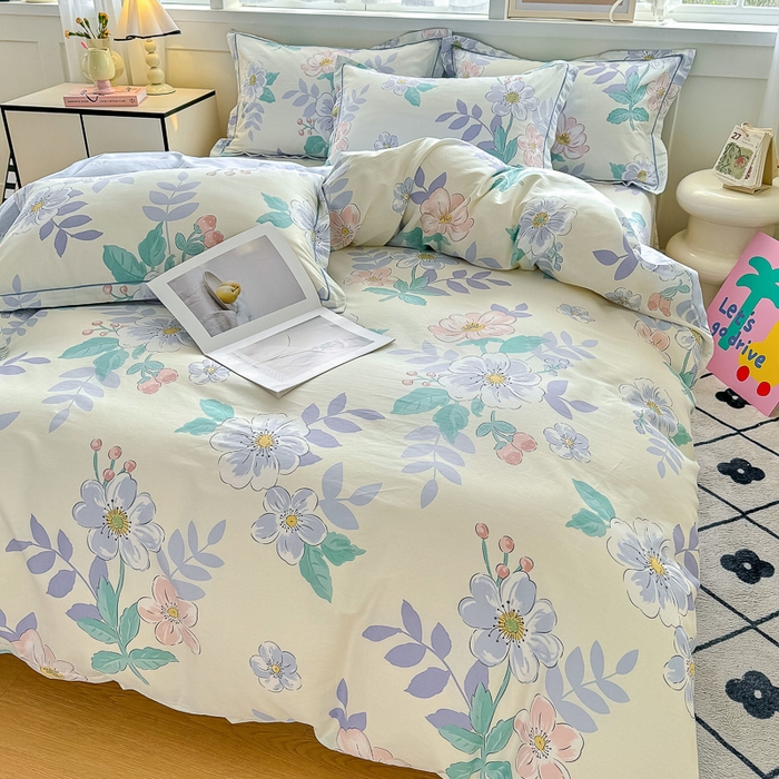 91家纺网 家纺一手货源 找家纺 红粉佳人家纺 2025春夏新款A类全棉纯棉12868纯棉单被套 花漾星辰