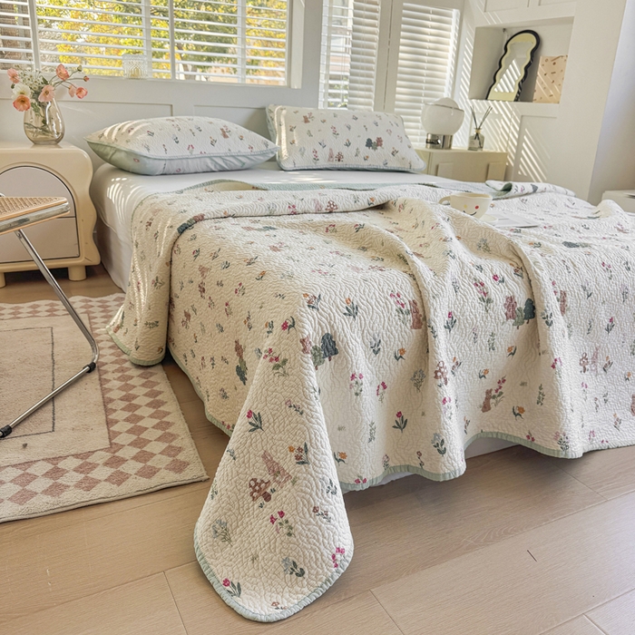 91家纺网 家纺一手货源 找家纺 （总）宜梦家居【需要买家秀请联系老板】 2025新款双面纯棉夹层新疆棉花高温砂洗全棉床盖