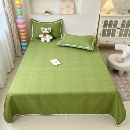 新印象  2025新款花边老粗布床单款床笠款三件套倾城-绿