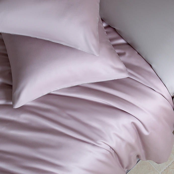 91家纺网 家纺一手货源 找家纺 云栖家居 202560支兰精天丝纯拼色四件套 紫灰银灰