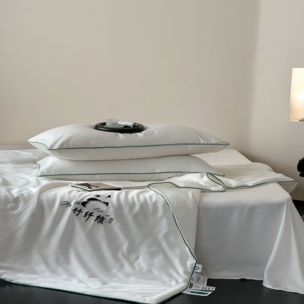 91家纺网 家纺一手货源 找家纺 （总）卡巴伦2025新款A类天竹刺绣蚕蛹蛋白纤维夏被四件套