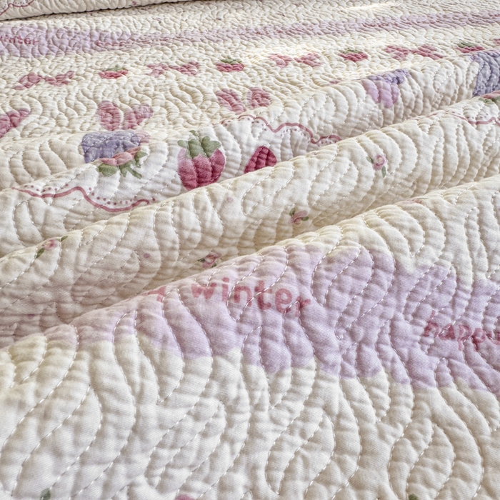 91家纺网 家纺一手货源 找家纺 宜梦家居【需要买家秀请联系老板】 2025新款双面纯棉夹层新疆棉花高温砂洗全棉床盖 踏春小兔