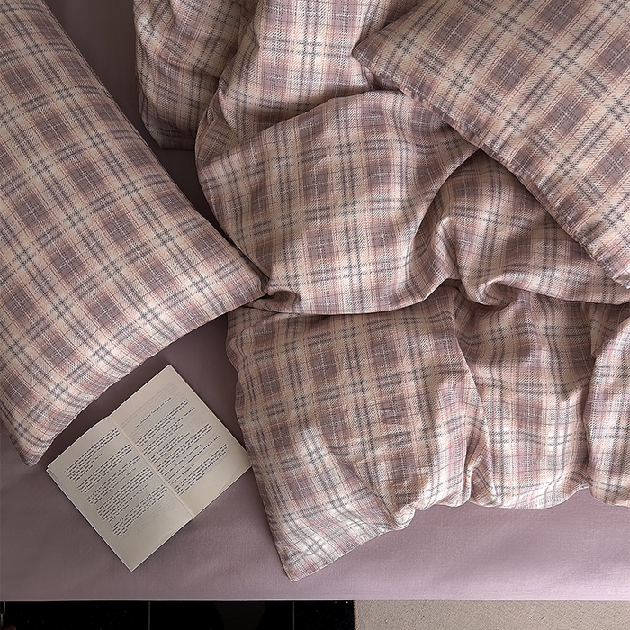 91家纺网 家纺一手货源 找家纺 优品阁  2025新款A类全棉有氧双层纱四件套 布里奥-紫