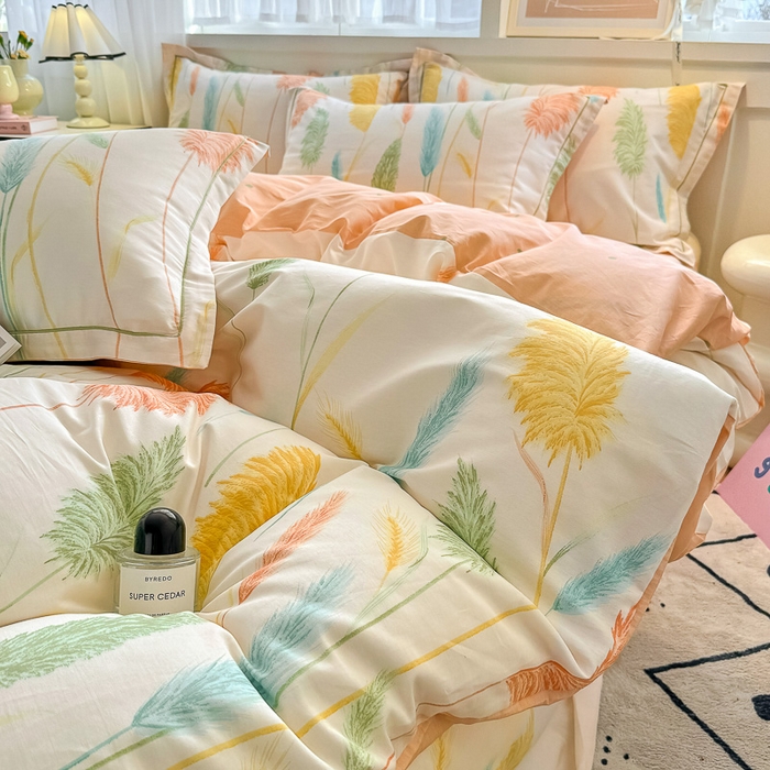 91家纺网 家纺一手货源 找家纺 红粉佳人家纺 2025春夏新款A类全棉纯棉12868纯棉单被套 芦苇草