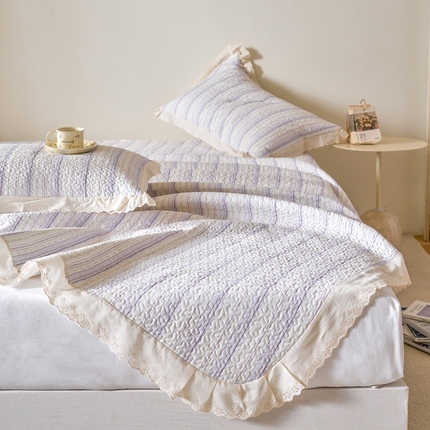 漫仙阁家纺 2025新款热卖法式花边款加厚床盖床盖三件套 可可庄园