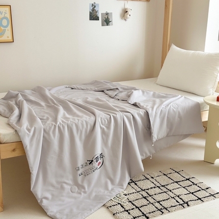 拔萃 2025新款原棉大豆夏被夏季薄被子单人床上下铺空调被 灰色