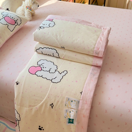 典曼家纺 2025春夏新款印花卡通夏被夏凉被空调被 爱心小狗