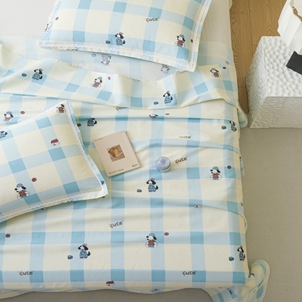 91家纺网 家纺一手货源 找家纺 （总）萌宝 2025老粗布新款纯棉细纱三枚缎卡帆布花边款软凉席床单提供买家秀