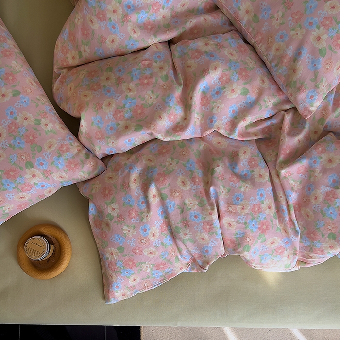 91家纺网 家纺一手货源 找家纺 优品阁  2025新款A类全棉有氧双层纱四件套 余香