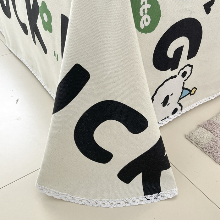 91家纺网 家纺一手货源 找家纺 新印象  2025新款花边老粗布床单款床笠款三件套字母熊