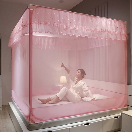 91家纺网 家纺一手货源 找家纺 （总）夏彩 2025新款U型三开门外穿坐床蚊帐系列-货号88538/88539