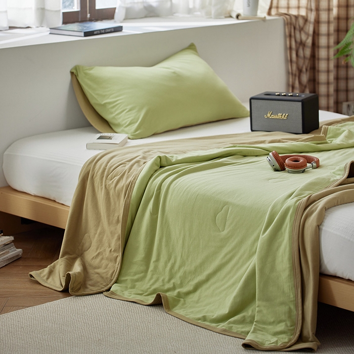 91家纺网 家纺一手货源 找家纺 安莱生活 2025新款全棉纯棉云感针织棉双拼夏被夏凉被空调被 翠暖双拼