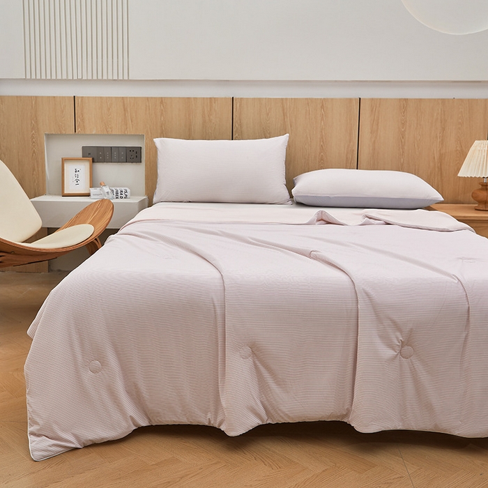 91家纺网 家纺一手货源 找家纺 金喜 2025新款A类高克重冰丝夏被云母凉感夏凉被子（10%氨纶） 云母粉