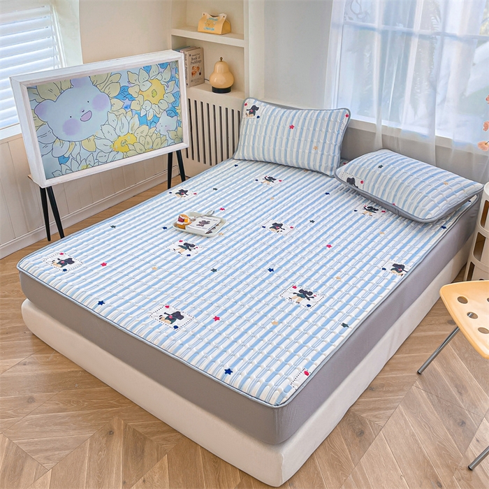 91家纺网 家纺一手货源 找家纺 布卢姆床垫 2025新款5mmA类乳胶凉席床笠套件夏被组合 条纹象