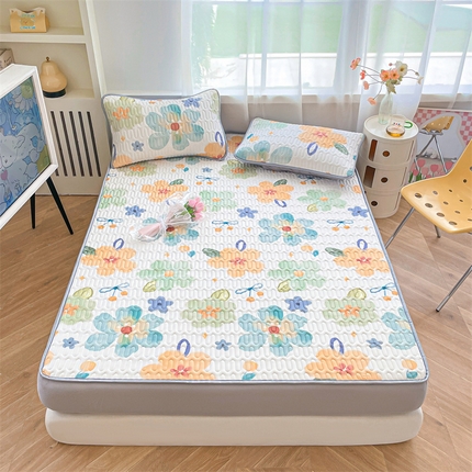 布卢姆床垫 2025新款5mmA类乳胶凉席床笠套件夏被组合 彩色花园
