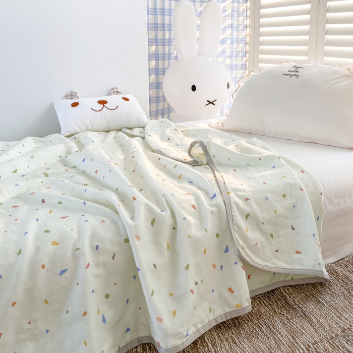 91家纺网 家纺一手货源 找家纺 （总）潮邦 2025新款全棉双层纱多功能盖毯