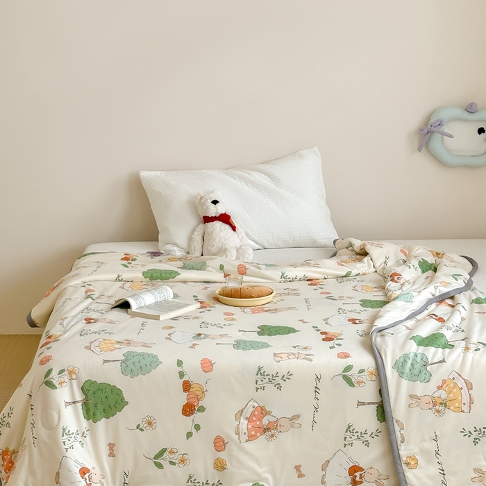 91家纺网 家纺一手货源 找家纺 觅糖家纺 2025新款软糯针织云柔大豆夏被 春天里