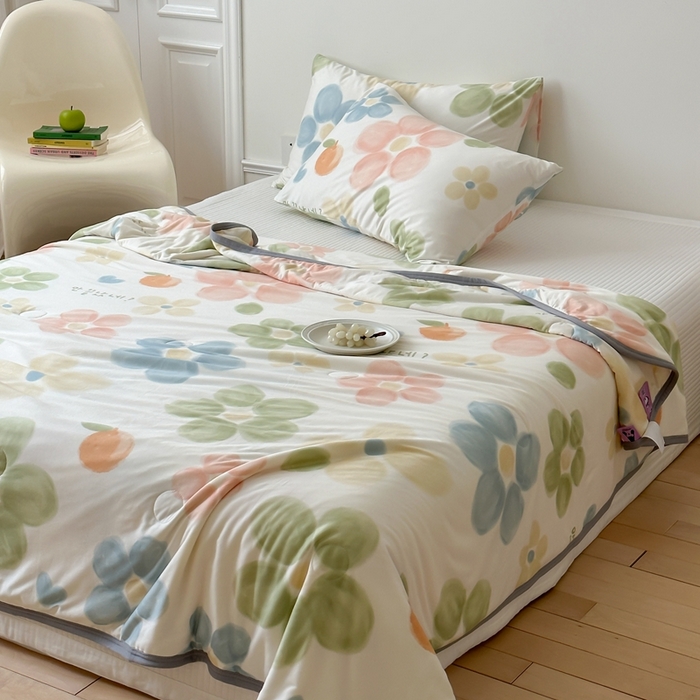 91家纺网 家纺一手货源 找家纺 觅糖家纺 2025新款软糯针织云柔大豆夏被 花梦