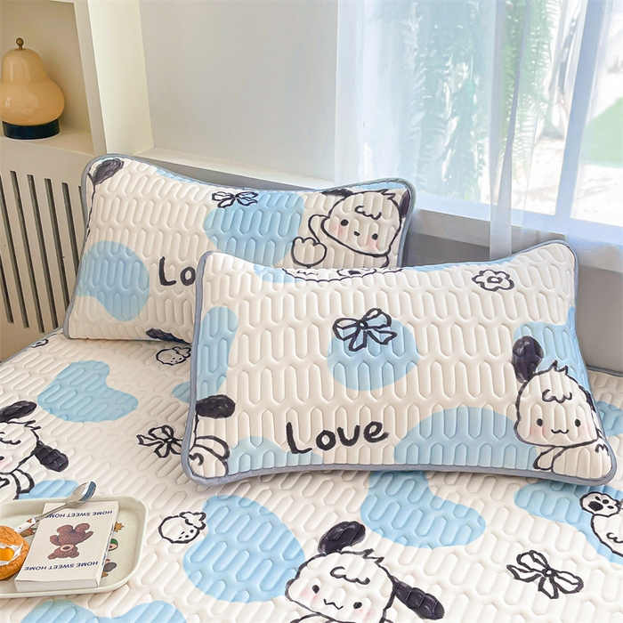 91家纺网 家纺一手货源 找家纺 布卢姆床垫 2025新款5mmA类乳胶凉席床笠套件夏被组合 调皮小狗