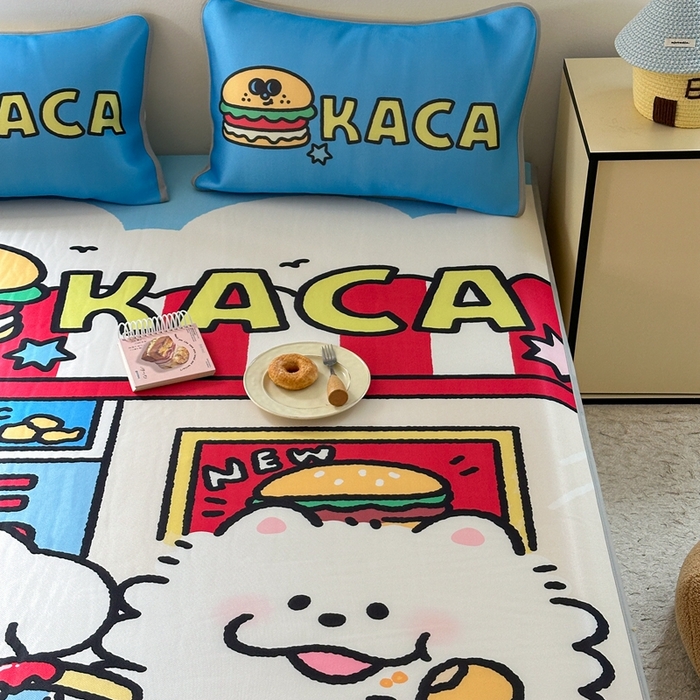 91家纺网 家纺一手货源 找家纺 美乐迪家纺 2025新款碳光凉感冰丝席 汉堡伙伴