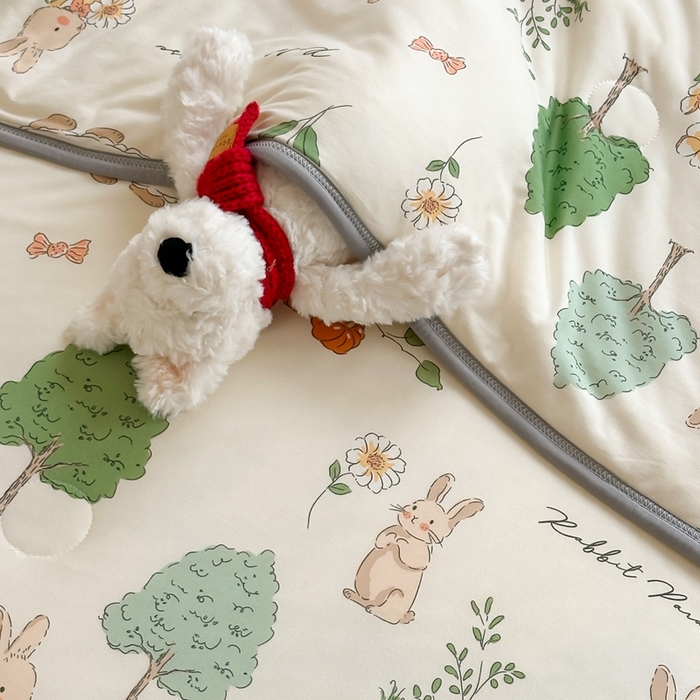 91家纺网 家纺一手货源 找家纺 觅糖家纺 2025新款软糯针织云柔大豆夏被 春天里