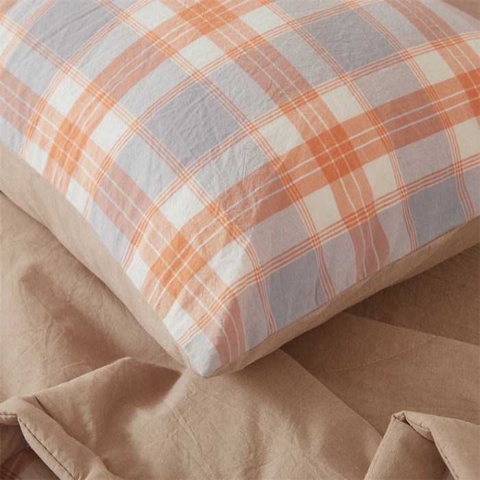 91家纺网 家纺一手货源 找家纺 2025新款A类里外全棉夏凉被100%新疆棉纯棉全棉填充无印格子款空调被原棉夏被 里外全棉-桔灰格