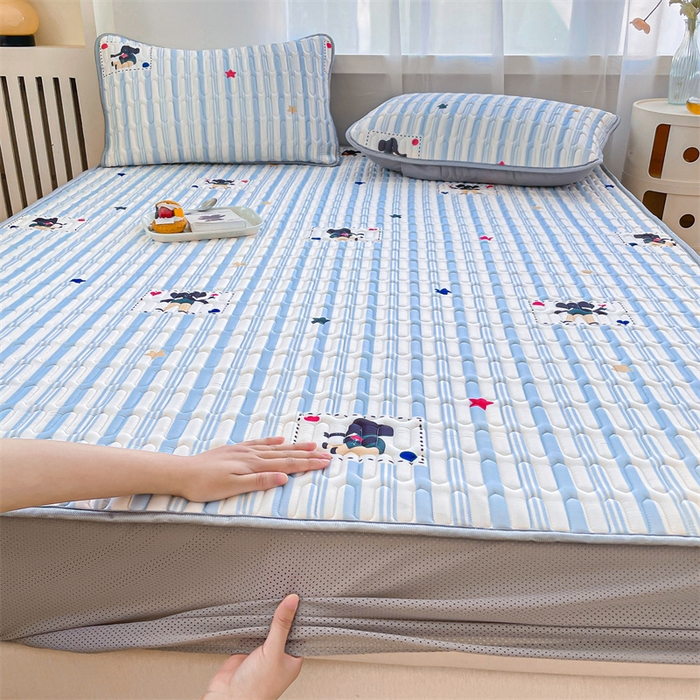 91家纺网 家纺一手货源 找家纺 布卢姆床垫 2025新款5mmA类乳胶凉席床笠套件夏被组合 条纹象