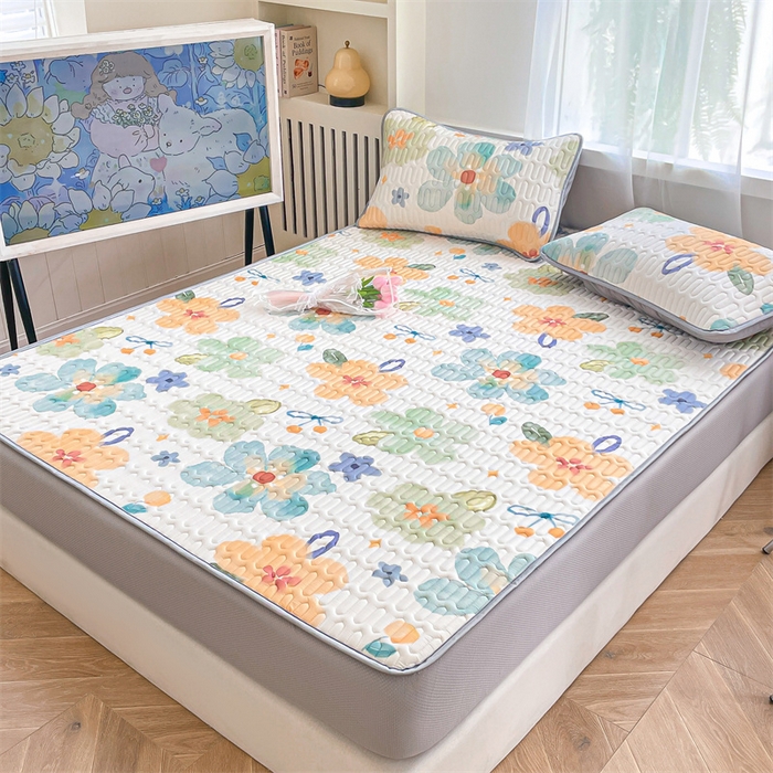 91家纺网 家纺一手货源 找家纺 布卢姆床垫 2025新款5mmA类乳胶凉席床笠套件夏被组合 彩色花园