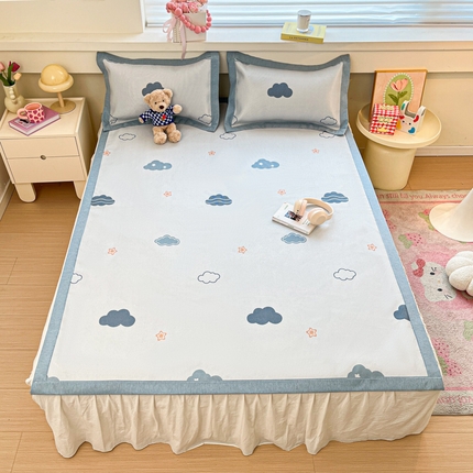 花言狐语 2025新款印花真冰藤冰凉席 蓝天白云 