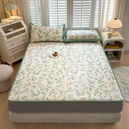 花言狐语 2025新款真冰藤印花床笠款凉席 花漫里