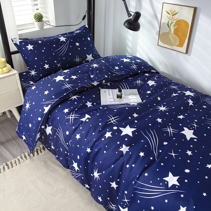 悦织湾家纺 2025新款印花学生宿舍亲肤芦荟棉三件套单双人四件套轻奢印花磨毛床上用品 满天星