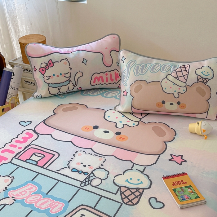 91家纺网 家纺一手货源 找家纺 美乐迪家纺 2025新款碳光凉感冰丝席 冰淇淋小站