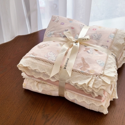 91家纺网 家纺一手货源 找家纺 （总）黛馨 2025新款全棉纯棉镂空蕾丝边四件套