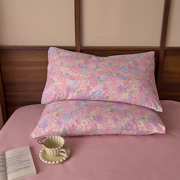 91家纺网 家纺一手货源 找家纺 优品阁  2025新款A类全棉有氧双层纱四件套 亦然花语