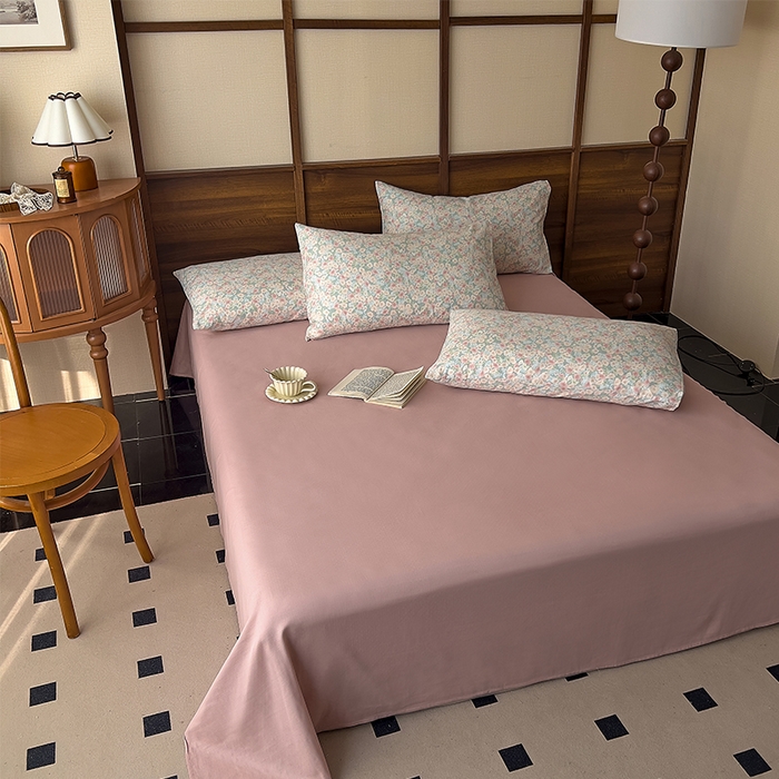 91家纺网 家纺一手货源 找家纺 优品阁  2025新款A类全棉有氧双层纱四件套 庭花香