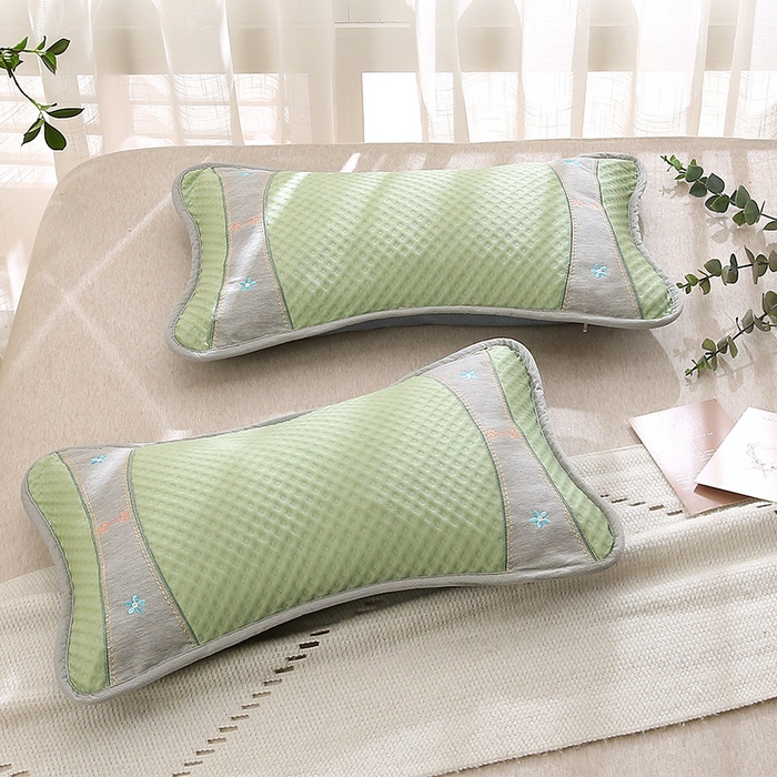 91家纺网 家纺一手货源 找家纺 纽乐家纺 2025夏季夏凉茶香枕头冰丝凉感华夫格凉豆豆茶叶茉莉花枕头枕芯 冰丝华夫格茶香枕-绿色 35x55cm/只
