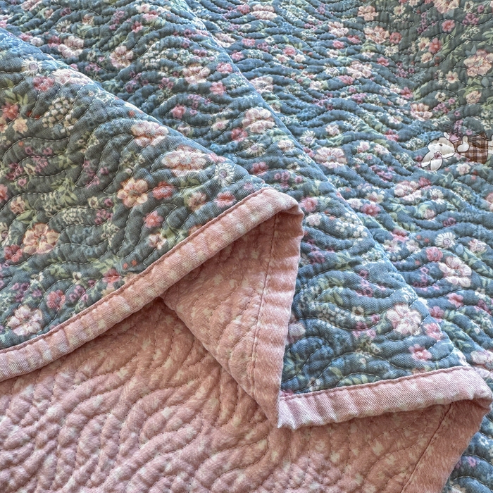 91家纺网 家纺一手货源 找家纺 宜梦家居【需要买家秀请联系老板】 2025新款双面纯棉夹层新疆棉花高温砂洗全棉床盖 银杉之梦