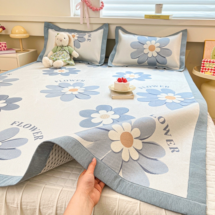 91家纺网 家纺一手货源 找家纺 花言狐语 2025新款印花真冰藤冰凉席 花语 