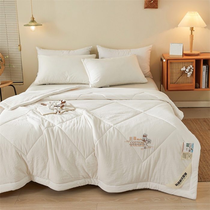 91家纺网 家纺一手货源 找家纺 （总）西域种棉人·千百笠 2025新款A类100%新疆棉花夏凉被纯棉全棉填充毛巾绣绣花纯色双拼原棉空调被夏被