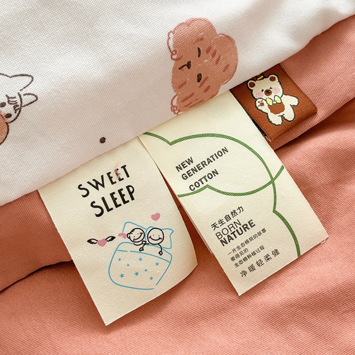 91家纺网 家纺一手货源 找家纺 金喜 2025新款小清新风格有氧针织双层纱大豆被夏被四件套 可爱小熊