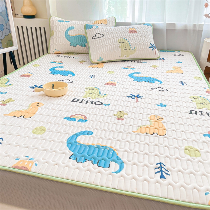 91家纺网 家纺一手货源 找家纺 布卢姆床垫 2025新款5mmA类乳胶凉席床笠套件夏被组合 恐龙世界