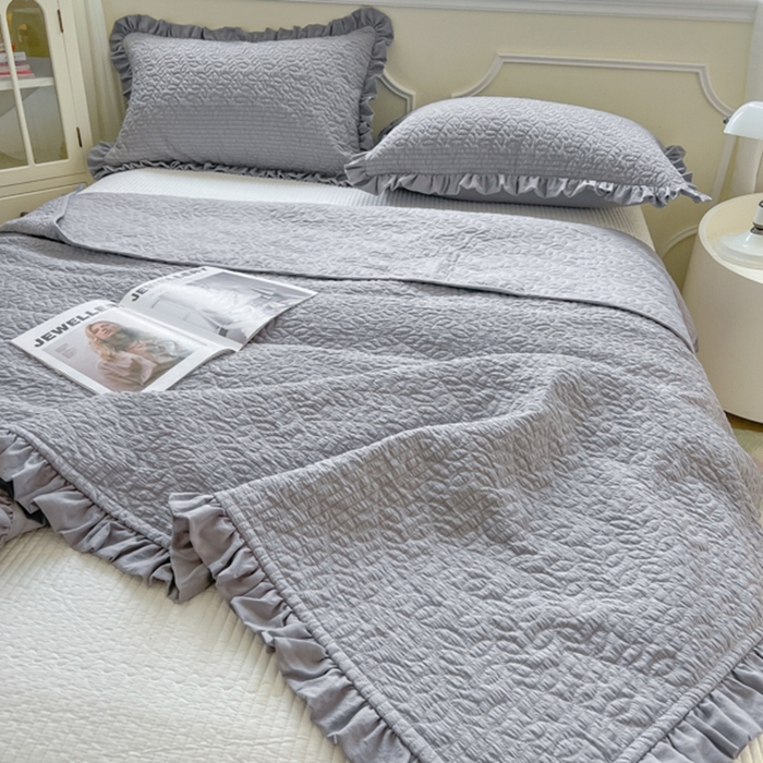 91家纺网 家纺一手货源 找家纺 乐卧家居 2026新款春夏轻氧自然系韩式透气薄款夏被空调被子-曼尼 曼尼-灰色